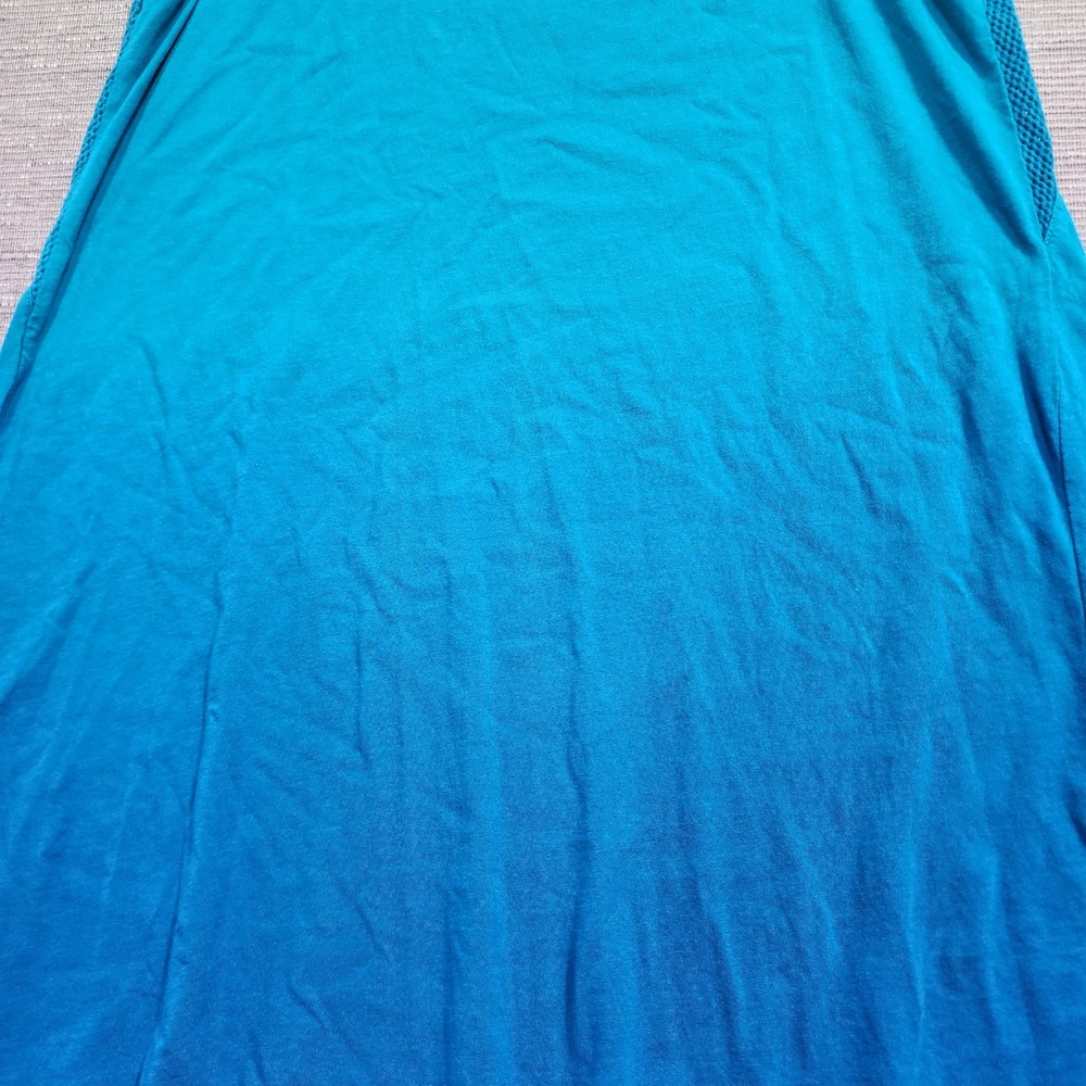 Vans Womens Blue Ombre Mesh Detail Sleeveless A-Line Cotton Tank Dress Size M - Picture 2 of 9